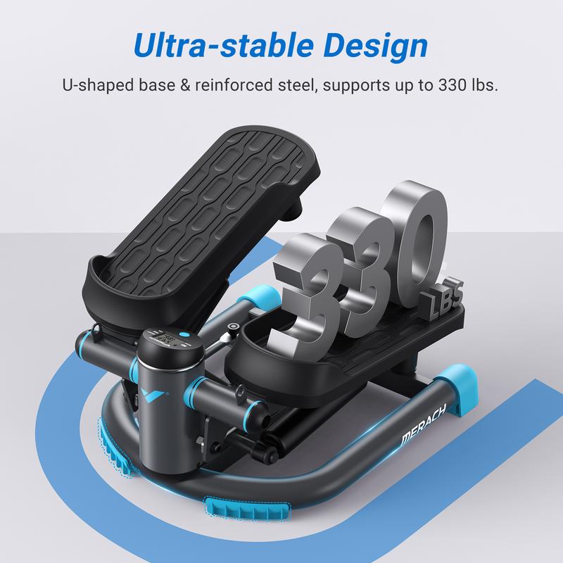 MERACH Steppers for Exercise, Stair Stepper with Resisitance Bands Mini Stepper with 330LBS Loading Capacity