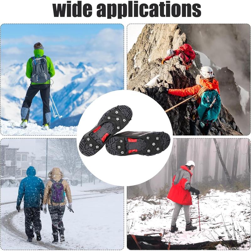 Crampons Spikes, Ice Cleats Non Slip Gripper Spikes with 8 Steel Studs Traction Cleats Grips for Boots Shoes Climbing Mountaineering Hiking Walking on Ice Snow