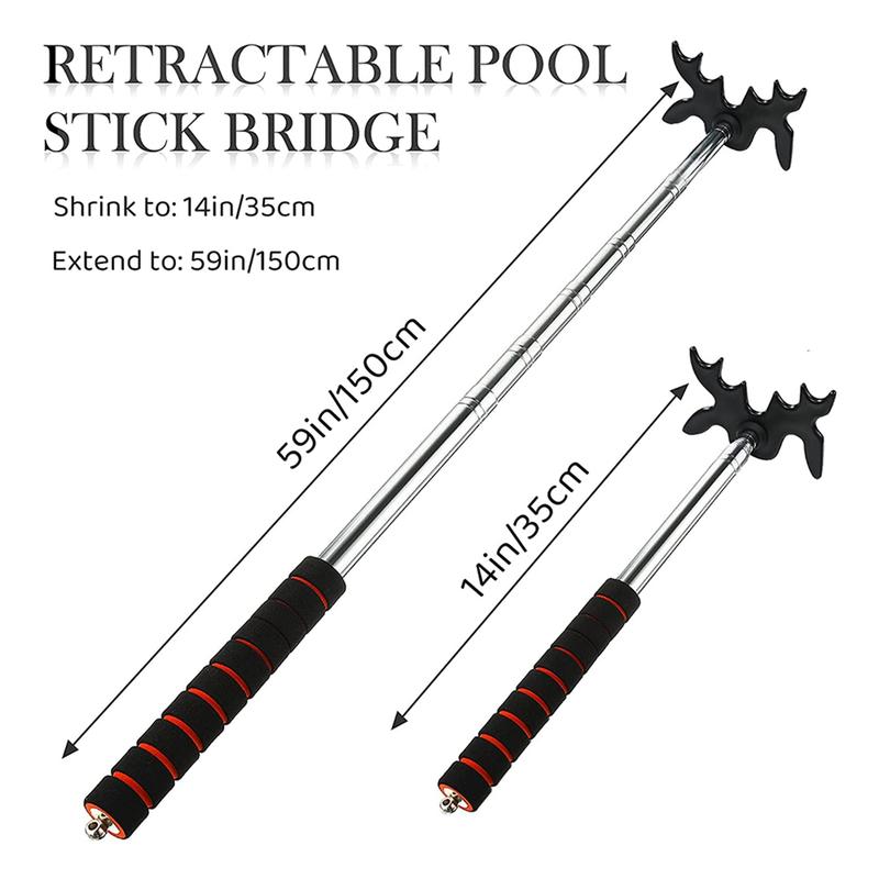 Retractable Billiard Cue Stick Bridge with Bridge Head, Billiard Pool Cue Accessory for Pool Table,Bridge Head,Black US