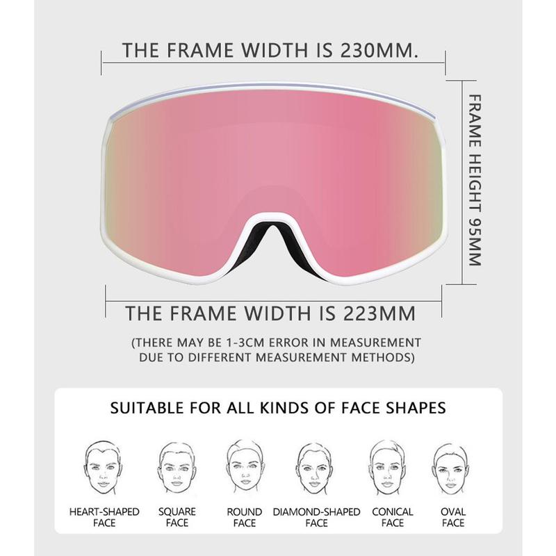 UV400 Anti-fog Double Layers Ski Goggles Big Lens Ski Glasses Mask Skiing Snow Snowboard Eyewear Mirror Goggles for Men Women