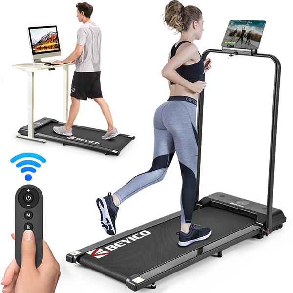 6.2MPH Foldable Walking Pad Treadmill, 2-in-1 Portable Treadmill with Handle Bar, Ideal for Weight Loss and Obese Users – Under Desk Design for Home & Office, Remote Control, Safety Lock, Easy Storage, with 2-Year Warranty