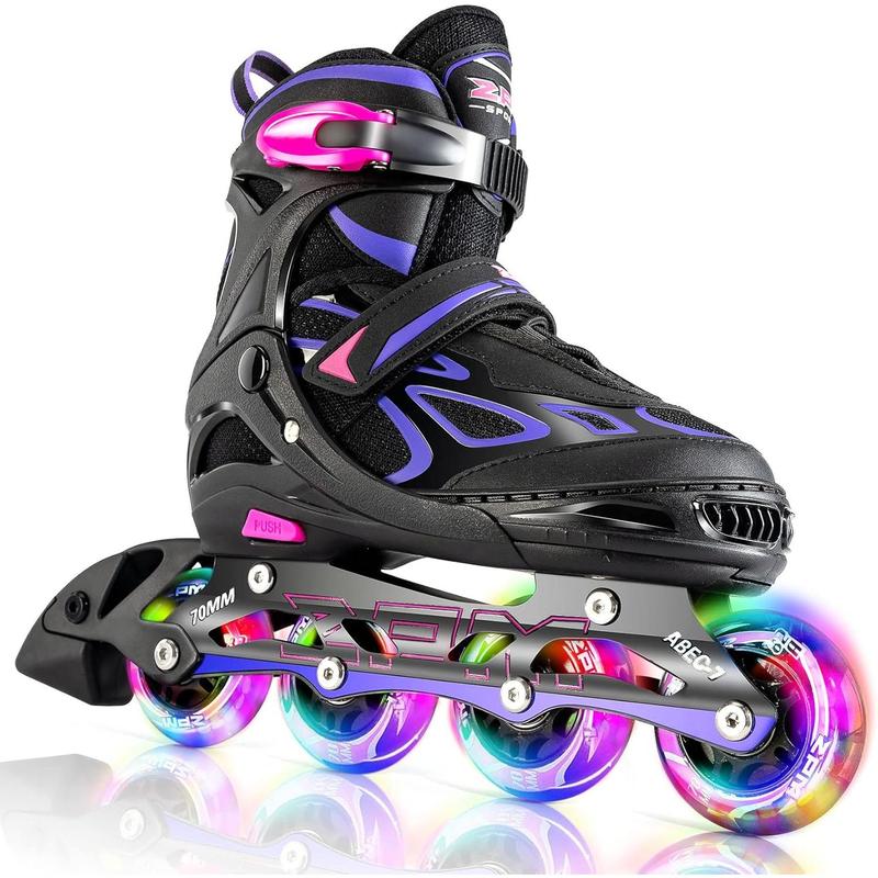 Vinal Girls Adjustable Flashing Inline Skates, All Wheels Light Up, Fun Illuminating Skates for Kids and Men