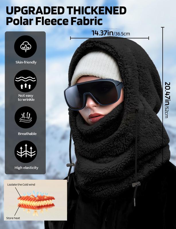 Balaclava Winter Ski Mask for Men & Women – Fleece Face Mask, Windproof Hooded Scarf, Warm Neck Cover for Cold Weather