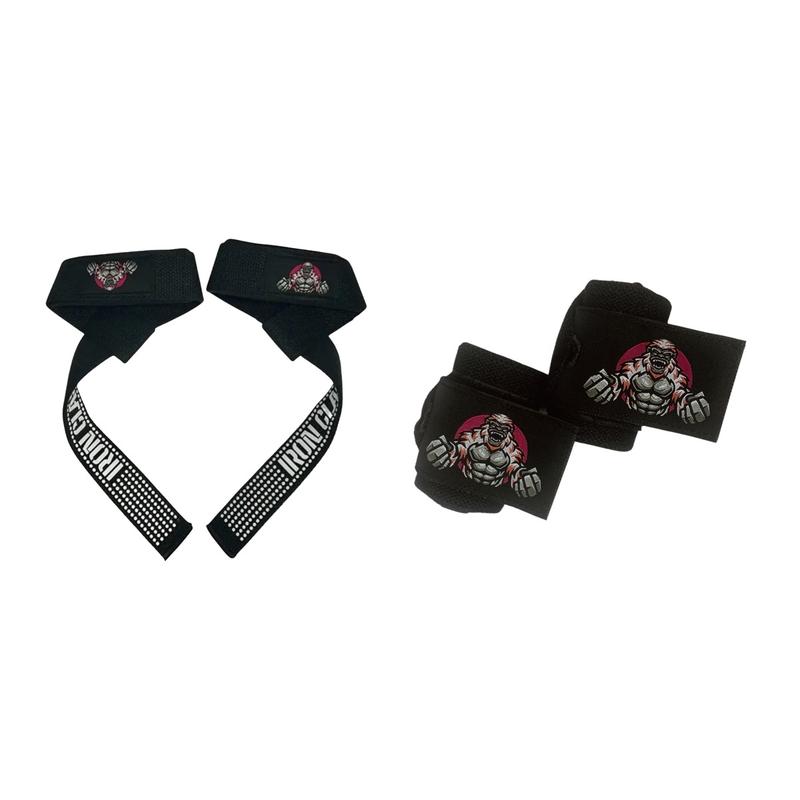 IRON CLASP | Wrist Wraps 21 inches (1 Pair) & Lifting Straps (1 Pair) Weightlifting Bundle