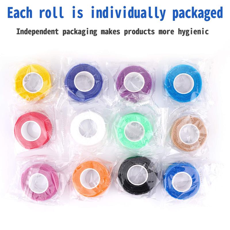 24 Pack Self Adherent Cohesive Wrap Bandages 1 Inches X 5 Yards, Tape, Elastic Self Adhesive Tape, Athletic, Sports wrap Tape, Bandage Wrap for Sports, Wrist, Ankle (Rainbow Color)