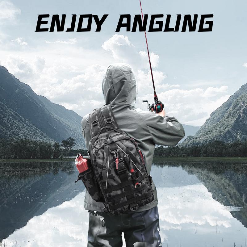 Fishing Backpack Tackle Sling Bag - Fishing Backpack with Rod Holder - Tackle Box Fly Fishing Gifts for Men Women