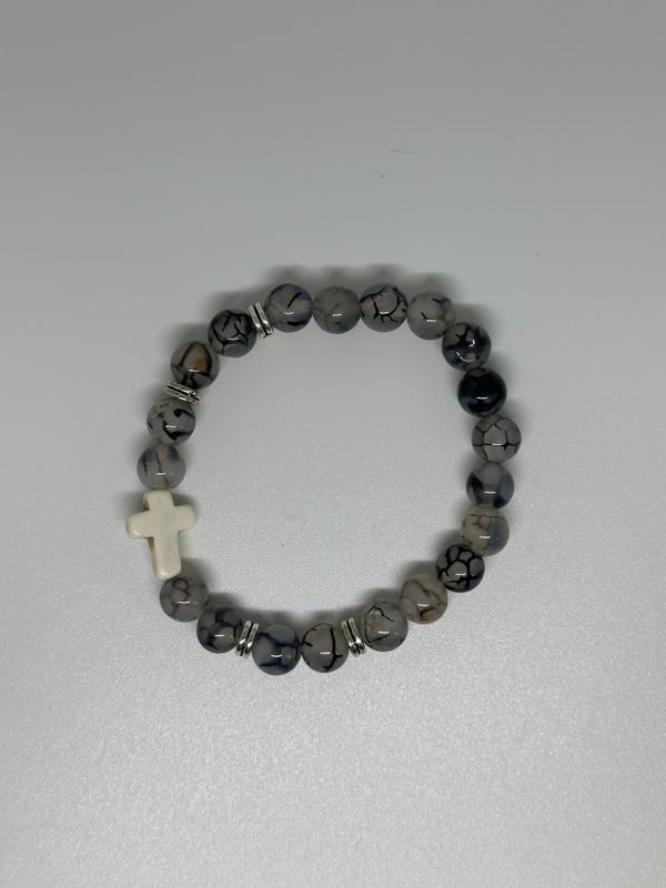 Natural Handmade Cross Marble Bracelet - Fashion Accessories