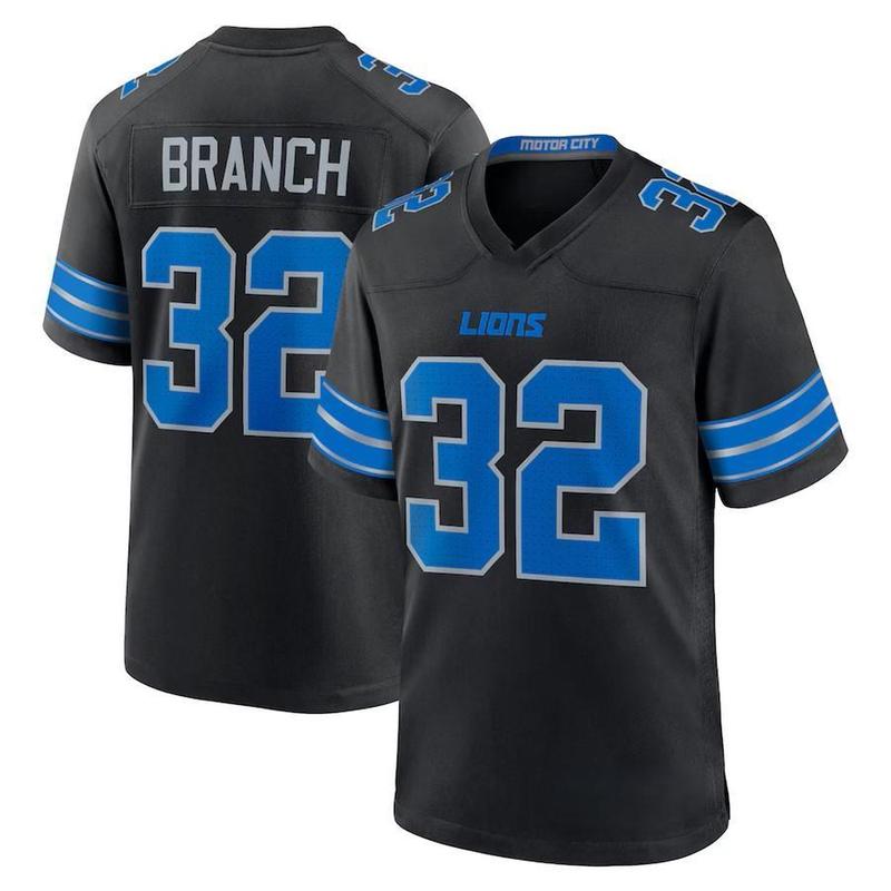 Branch #32 DLions 2nd Alternate Game Jersey - Black, US Football Jersey, American Football Game Day Outfit, , 3D Sports Jersey