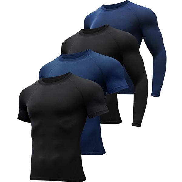 4 5 Pack Workout Compression Shirts Men Long Short Sleeve Athletic Undershirt T Shirt for Sports