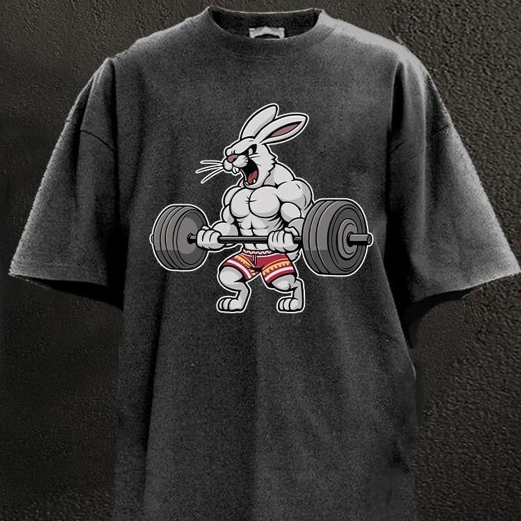 WEIGHTLIFTING RABBIT GYM SHIRT for Him, Motivated Gym T-shirt, Fitness gift for Workout Enthusiasts, Weightlifters, Bodybuilding Shirt, Pump Cover Gym Tee for Men Women 9IC