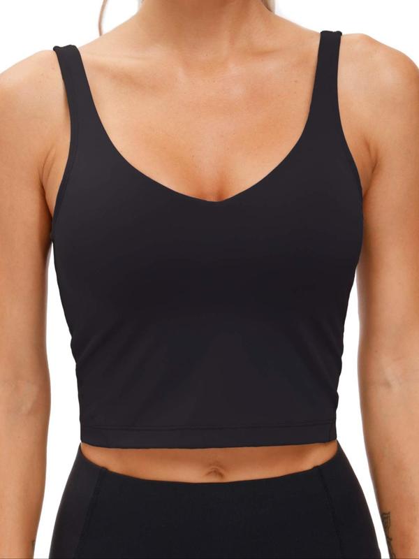 Women's Solid Sports Bra, Sporty Breathable Comfort Wide Strap Top for Yoga Gym Workout, Women's Sports Clothing, Summer Outfits 2024, Womenswear