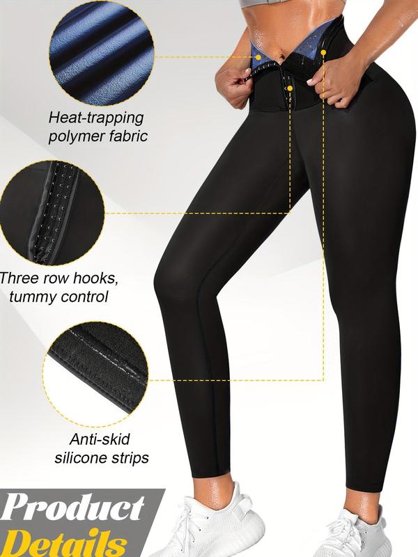 Women's High Waist Compression Sauna Shapewear Leggings, Adjustable Button Fly Tights, High Stretch Seamless Shaper for Women