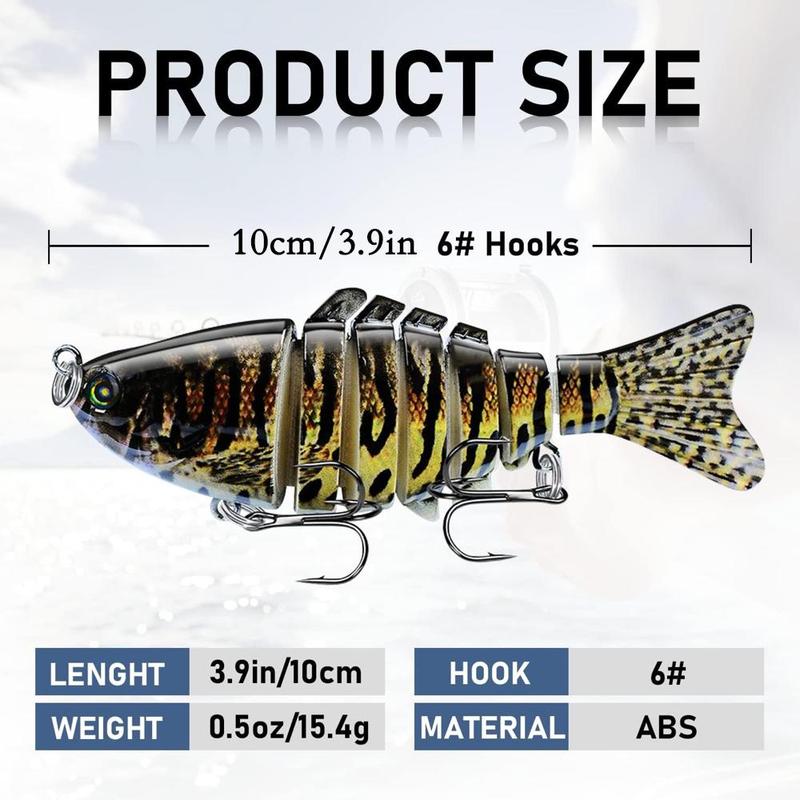 Artificial Fishing Lure, 3 5 Counts Multi Jointed Fish Fishing Lures, Slow Sinking Lifelike Swimbait, Freshwater and Saltwater Crankbaits for Bass Trout