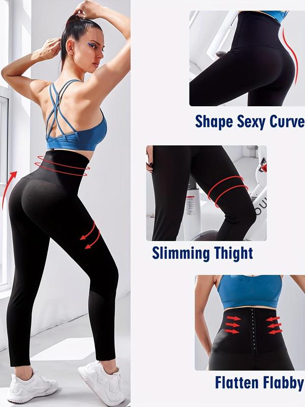 Women's High Waist Compression Sauna Shapewear Leggings, Adjustable Button Fly Tights, High Stretch Seamless Shaper for Women