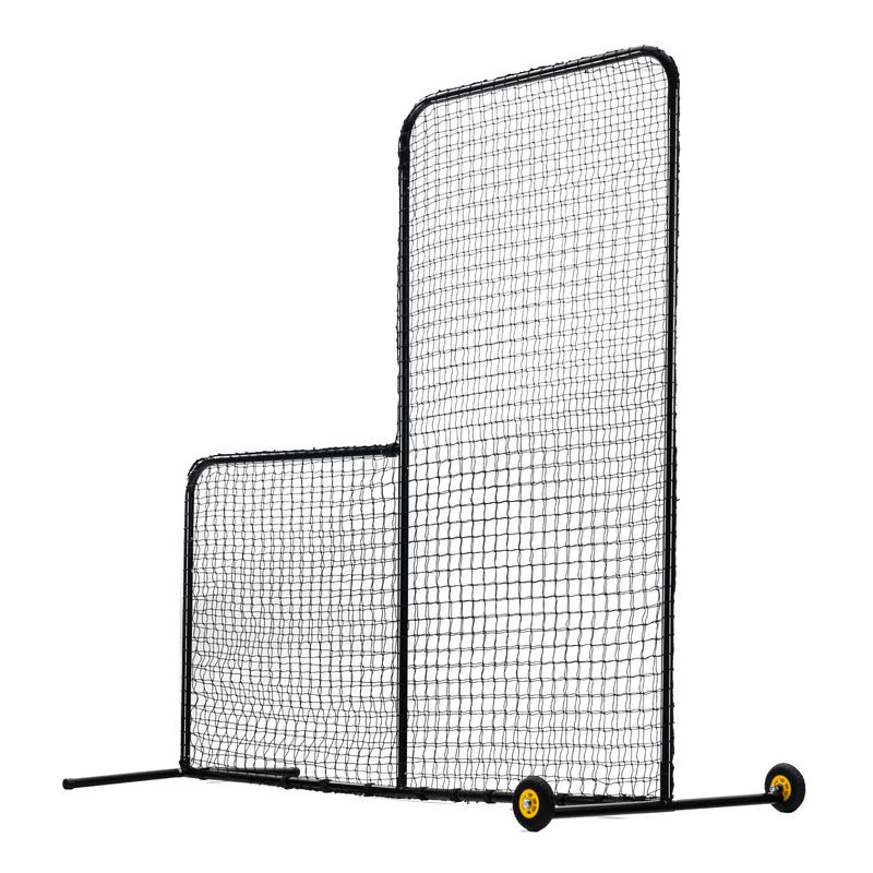 VEVOR L Screen Baseball for Batting Cage, 7x7 ft Softball Safety Screen, Body Protector Portable Batting Screen with Carry Bag, Wheels, Ground Stakes, Heavy Duty Pitching Net for Pitchers Protection