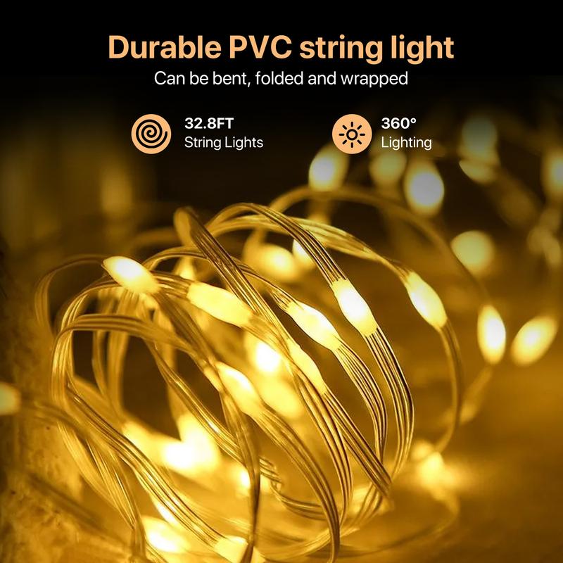 Demilare 2 in 1 Camping String Light, Quick Storage Portable outdoor string lights, 8 Flashing Modes and 4 Rhythm Modes Ambinet Light, 7 RGB Colors Tent Lights, Decorative Atomosphere Lights , Christmas LED String Light,Halloween