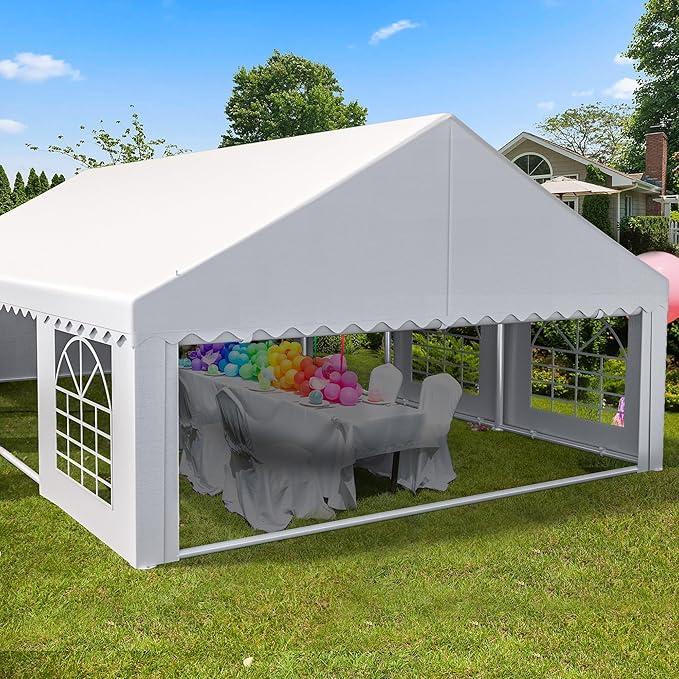 YITAHOME 20x30FT Heavy Duty Party PVC White Tent Wedding Event Shelters Upgraded Galvanized Ripple Canopy with Large Roof Removable Sidewalls & 3 Storage Bags 600D Oxford Commercial