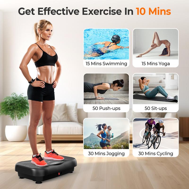 RELIFE REBUILD YOUR LIFE Vibration Plate Exercise Machine Lymphatic Drainage Fitness Vibrating Platform with Loop Bands for Whole Body Toning Workout