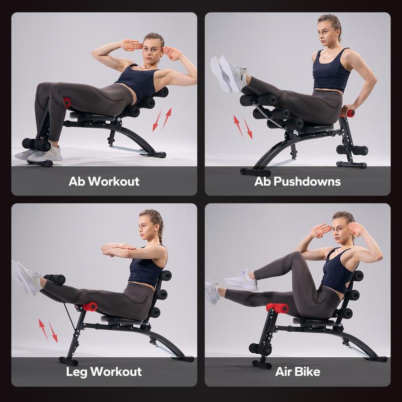 MERACH Multi-Functional Adjustable Ab Machine Workout Bench Sit Up Machine Push Up Exercise Chair for Home Gym