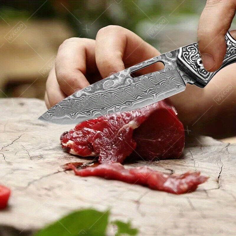 Folding Knife Portable Pocket Knife Fruit Slicing Knife Damascus Camping Knife