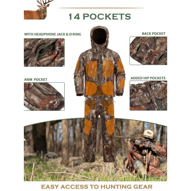 NEW VIEW Camo Hunting Clothes For Men, Quiet Warm Hunting Jacket And Pants, Water Resistant Hunting Suit For Deer Duck Bow Hunt