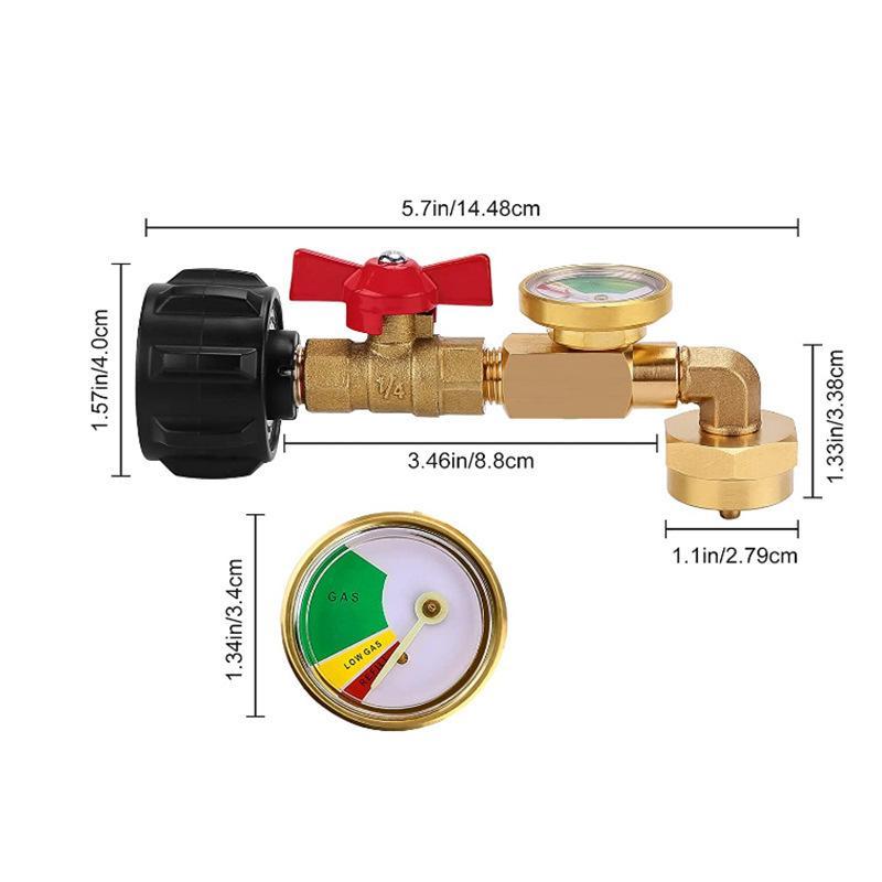 QCC1 Propane Bottle Filling Connector, Propane Refill Adapter with Valve & Gauge, Gas Cylinder Filling Connector with Glow in The Dark Meter