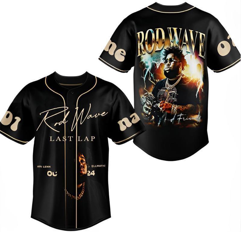 Rod Wave Baseball Jersey, Last Lap Tour Jersey Shirt, Rod Wave Rapper Jersey, Rod Wave Concert Jersey, Rap Music Tour 2024 Jersey, Custom name and number on sleeve, Baseball Jersey, Unisex 3D Shirt, Gif For fan, jersey 2024, Gift for fans Men Women