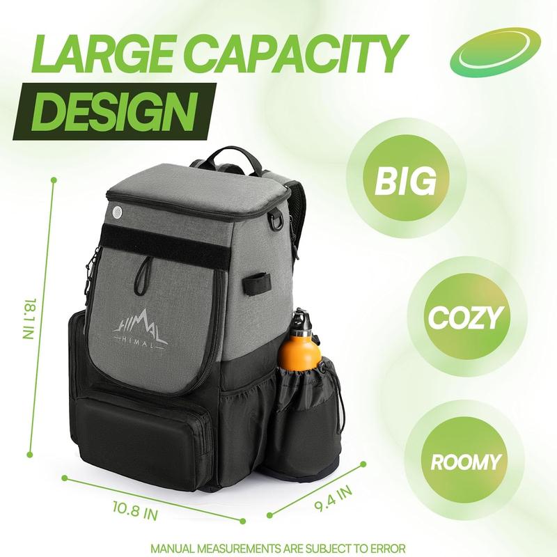 Disc Golf Bag-Heavy Duty 600D Polyester Disc Golf Bag with Insulated Cooler-Disc Golf Backpack with 26+ Discs Capacity and multiple pockets-Lightweight and Durable