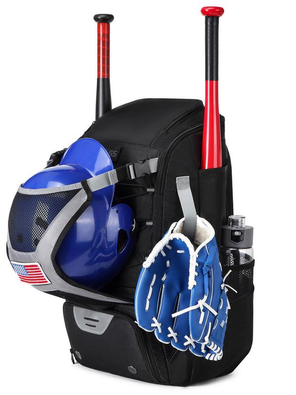 Softball Backpack, Sports Nylon Baseball Bag with Fence Hook, Lightweight Bat Pack with Shoe Compartment & Helmet Slot, Large Capacity 43l