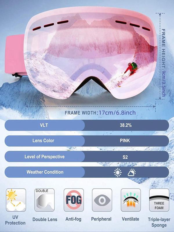 Anti-fog Ski Goggles, Ombre Lens Skiing Sunglasses, Professional Skiing Goggles, Sports Eyewear Accessories for Men & Women