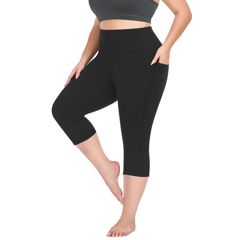 3 Pack Plus Size Leggings with Pockets for Women Black High Waisted Tummy Control Soft Yoga Pants for Gym Workout Leggings