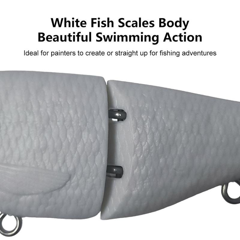 White Fish Scales Body, Durable 2-section Swimshad Glide Bait Lure, Blanks for Fishing Adventures, ABS Material, Fishing Equipment