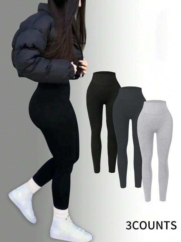 Women's Solid High Waist Sports Leggings, Casual Comfy Breathable Seamless Skinny Pants for Yoga Gym Workout, Gym Clothing, Ladies Sportswear for Spring & Fall