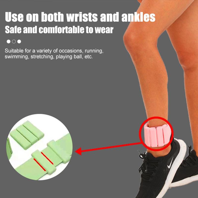 SilverMelody Wrist & Ankle Weights - 1 Pair (2lb Each) | Adjustable Wearable Weights Silicone Wrist Bangles