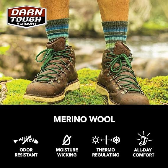 Darn Tough Men's Hiker Micro Crew Midweight Hiking Sock - Merino Wool, Nylon, Lycra Spandex