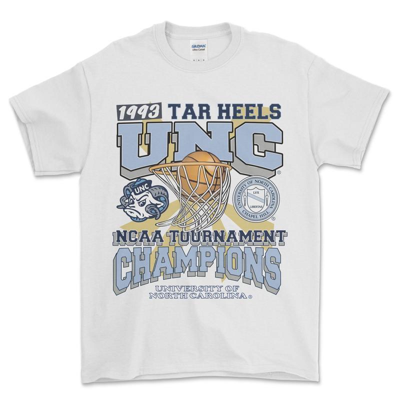 University of North Carolina Tournament Champs NCAA Graphic T-Shirt, Vintage Sports Shirt for Men, Classic College Sports Apparel, Essential Summer Fan Gear,  Ideal for Fans of Historic Wins