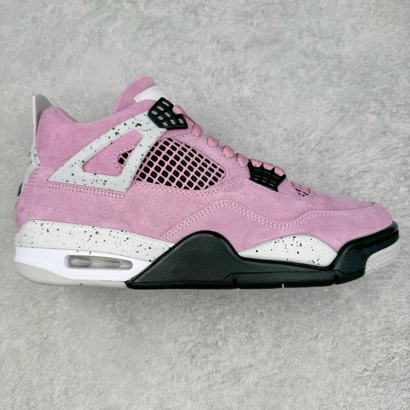 Jordan 4 Pink Black Suede Retro Fashion Trend Non slip Wear resistant and Comfortable Sports Shoes