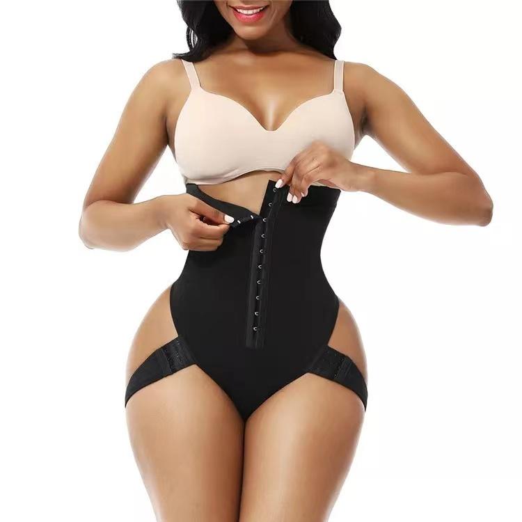 One-piece High Waisted Tummy Tucks Plus Size Shapewear Pants Buckle Waist Trimming Exercise Set