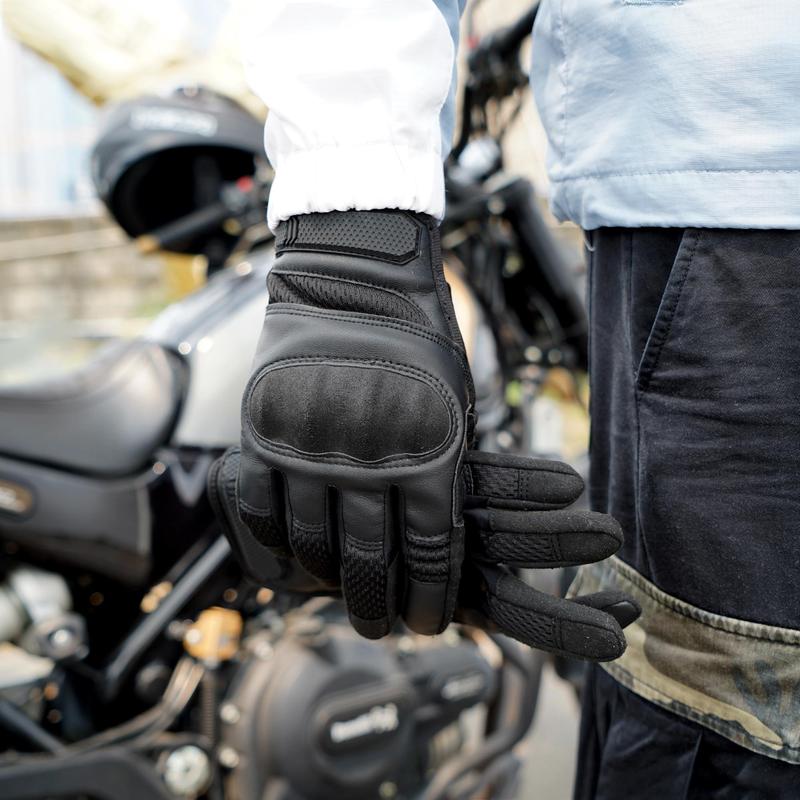 1 Pair Motorcycle Gloves, Leather Touchscreen Motocross Cycling Gloves, Full Finger Protective Riding Gloves, Sports & Outdoor Accessories, Camping Accessories