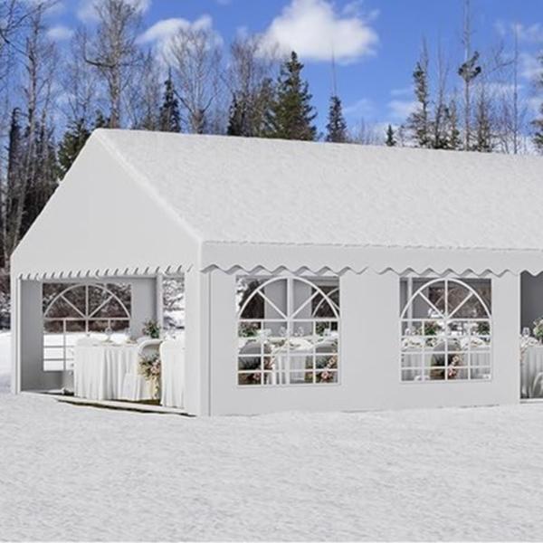 YITAHOME 20x30FT Heavy Duty Party PVC White Tent Wedding Event Shelters Upgraded Galvanized Ripple Canopy with Large Roof Removable Sidewalls & 3 Storage Bags 600D Oxford Commercial