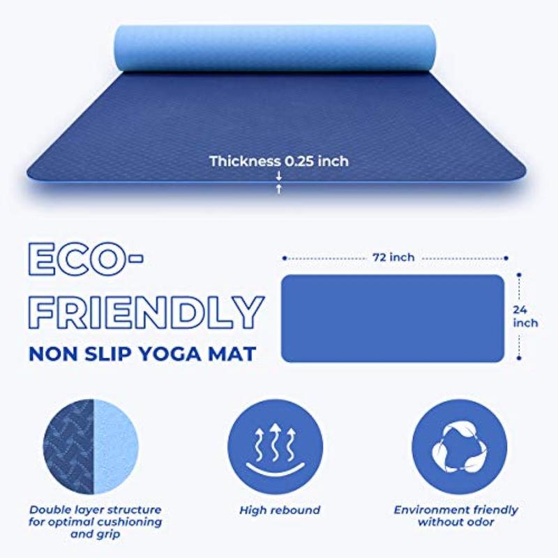 Tikaton TPE Yoga Mat Non Slip Eco Friendly, Lasting Rebound Mat Bothside Non Slip Exercise Mat, Workout Mat yogam at thick yoga