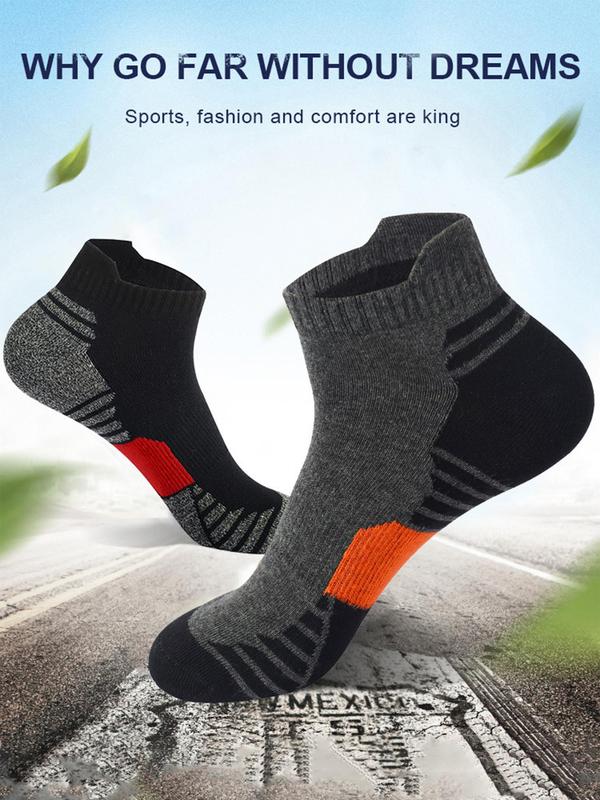 Men's Colorblock Low Cut Socks, Casual Comfy Breathable Socks for Daily Wear, Athletic Socks for Running Jogging Basketball