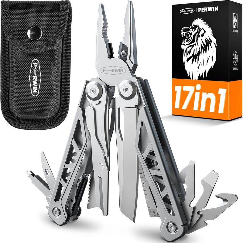 Multitool, 17in1 Stainless Steel Pliers with SelfLocking, Pocket Knife, Nylon Sheath, Professional (), Camping and Hunting,,