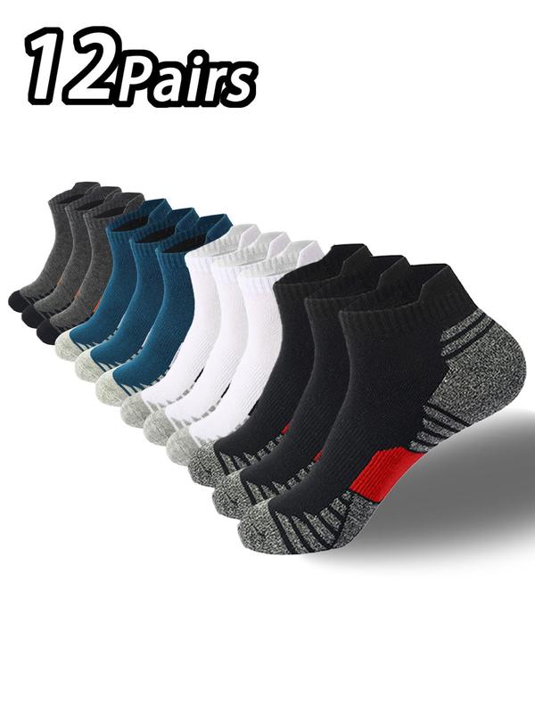 Men's Colorblock Low Cut Socks, Casual Comfy Breathable Socks for Daily Wear, Athletic Socks for Running Jogging Basketball