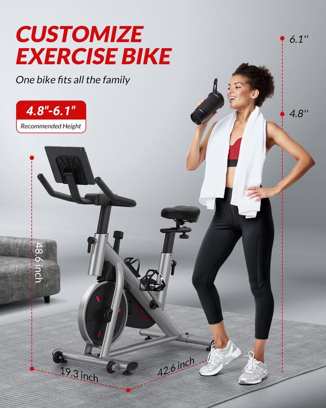 MERACH Exercise Bike for Home, Stationary Bike with Enhanced Electronic LED Monitor Silent Belt Drive and Comfortable Seat Cushion Cardio Workout