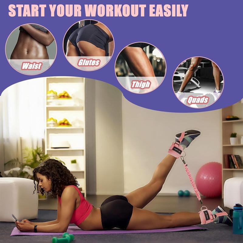 Booty Ankle Resistance Bands with Cuffs,Portable Fitness EquipmentButt Glute Workout Equipment for Women & Men,Ankle Bands for Working Out.Cable Machine Accessories