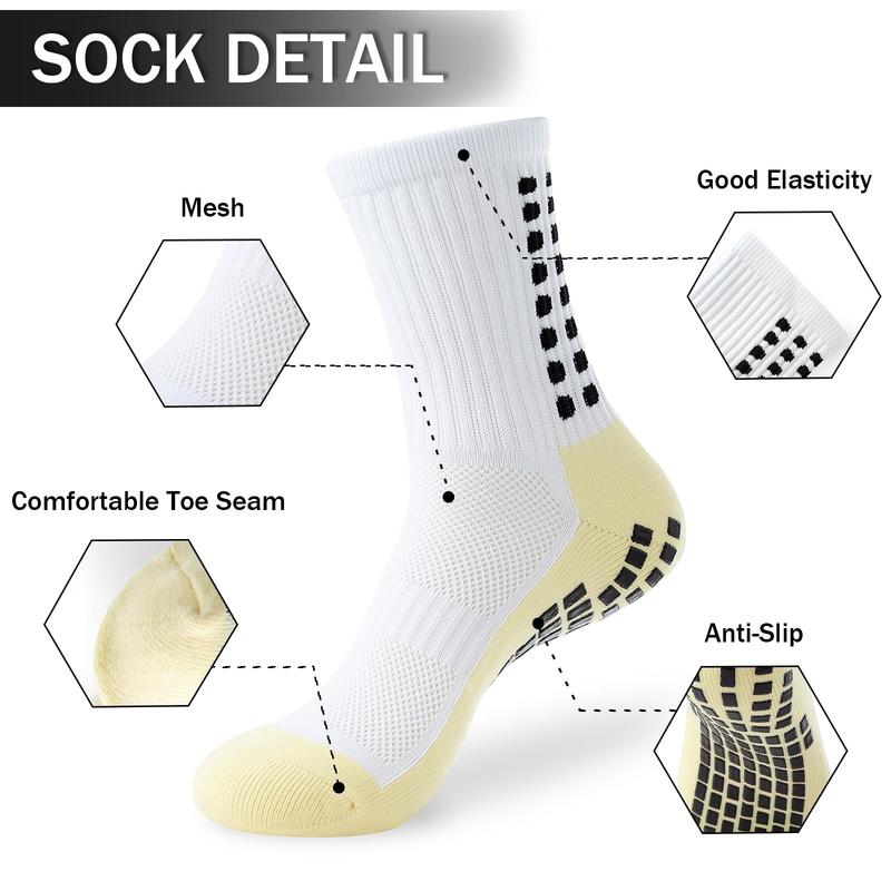 Men's Soccer Socks, Anti Slip Soccer Socks for Men Women , Non Slip Football Basketball Hockey Sports Socks with Grip Pads, 3 Pair