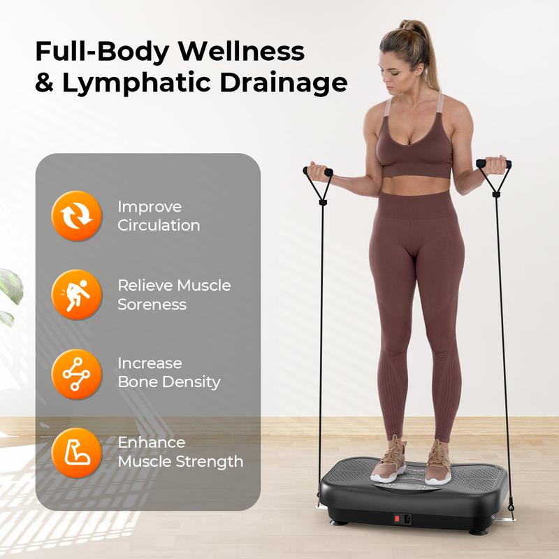 RELIFE REBUILD YOUR LIFE Vibration Plate Exercise Machine Lymphatic Drainage Fitness Vibrating Platform with Loop Bands for Whole Body Toning Workout