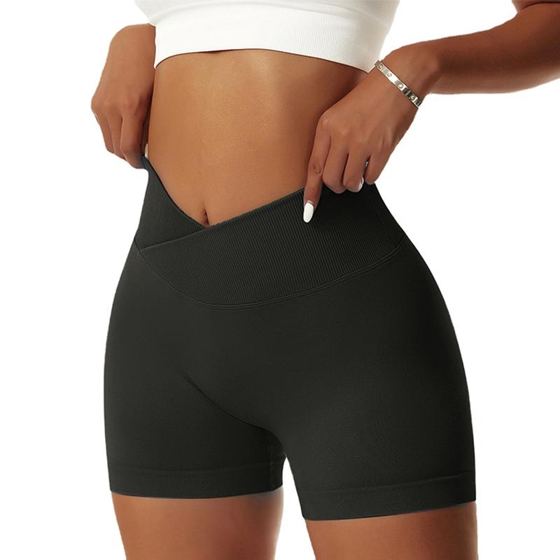 Vertvie 2PCS 3PCS 4PCS Women Scrunch Butt Lifting Workout Shorts V Cross Gym Shorts High Waist Yoga Short Athletic Leggings