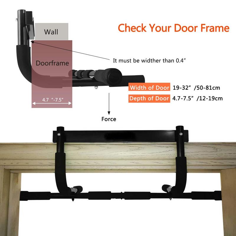 Pull Up Bar for Doorway | Thickened Steel Max Limit 440 lbs Upper Body Fitness Workout Bar| Multi-Grip Strength for Doorway | Indoor Chin-Up Bar Fitness Trainer for Home Gym Portable